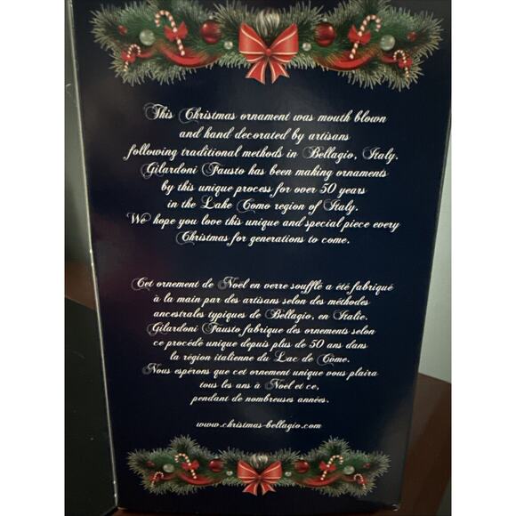 Christmas Bellagio Italian Mouth Blown Hand Painted Glass, Christmas House, 7" - Picture 3 of 5